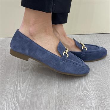 hersuade ANK44 blu mocassino donna camoscio morsetto