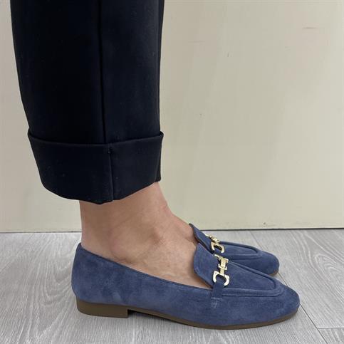 hersuade ANK44 blu mocassino donna camoscio morsetto