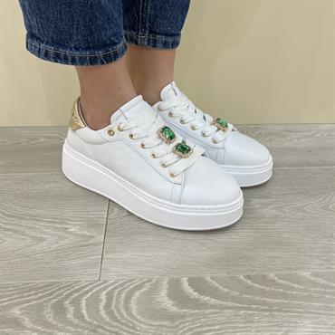 wave GLORIA latte sneakers pelle zirconi