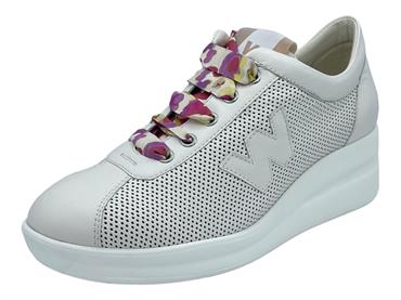 MELLUSO R20245 bianco sneakers zeppa donna traforata