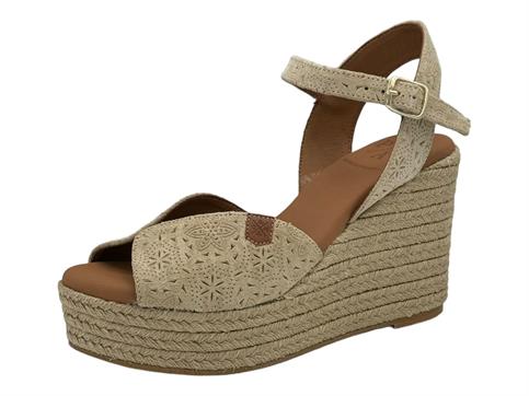 popa benisa grabado beige sandalo  donna pelle