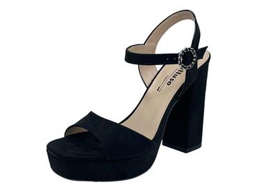 MELLUSO J611 NERO sandalo donna  camoscio platform