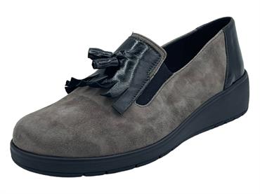 GRUNLAND SC2872 TAUPE-NERO mocassino donna