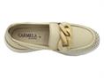 carmela 162270 beige mocassino tessuto forato donna